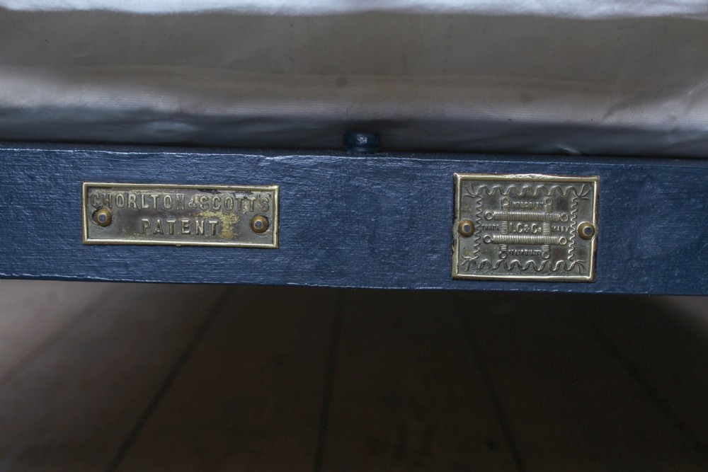 Gorgeous Victorian Iron and Antiqued Brass King Size Bed in Basalt Blue View VIII