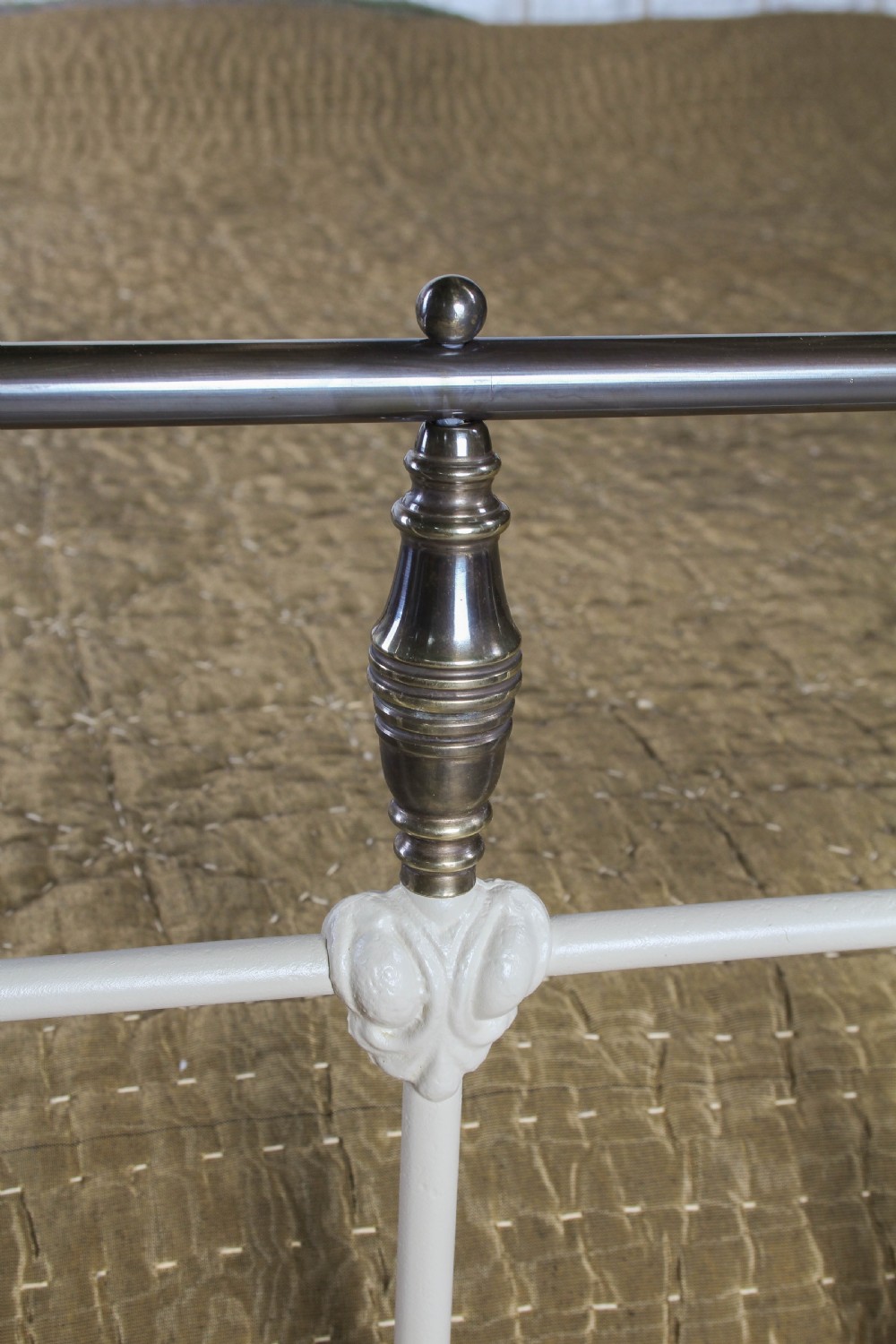 Very Nice Victorian Brass and Iron King Size Antique Bed  View V