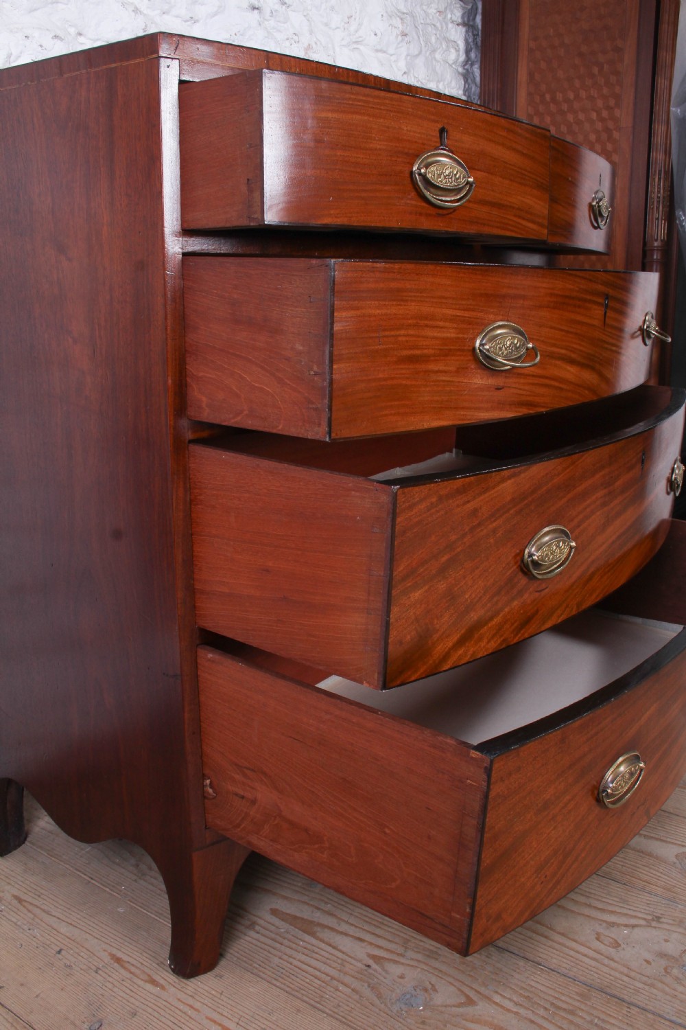 Lovely Georgian Mahogany Bow Fronted Chest of Drawers View II