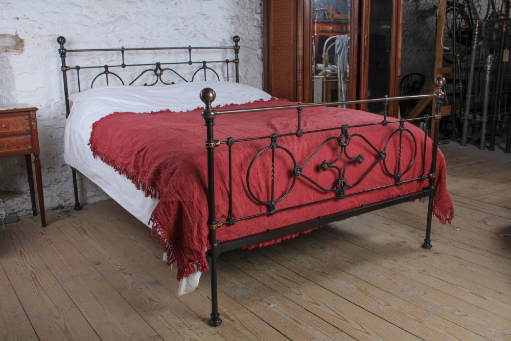 Extremely Rare Victorian Black and Brass King Size Bed