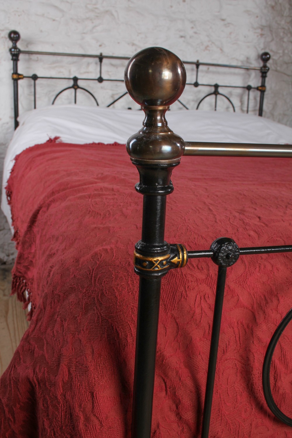 Extremely Rare Victorian Black and Brass King Size Bed View IV
