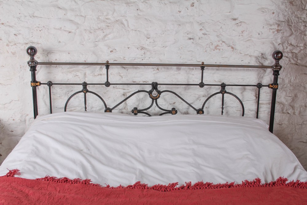 Extremely Rare Victorian Black and Brass King Size Bed View VI