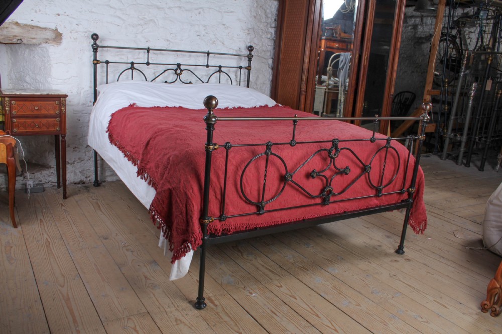 Extremely Rare Victorian Black and Brass King Size Bed View VIII