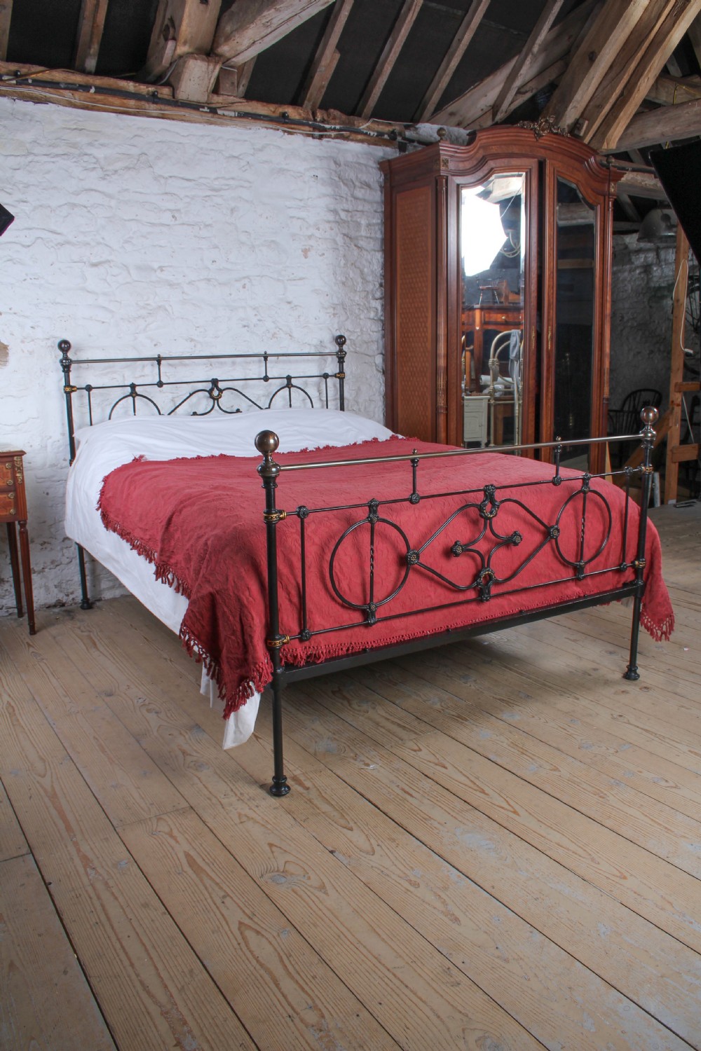Extremely Rare Victorian Black and Brass King Size Bed View IX