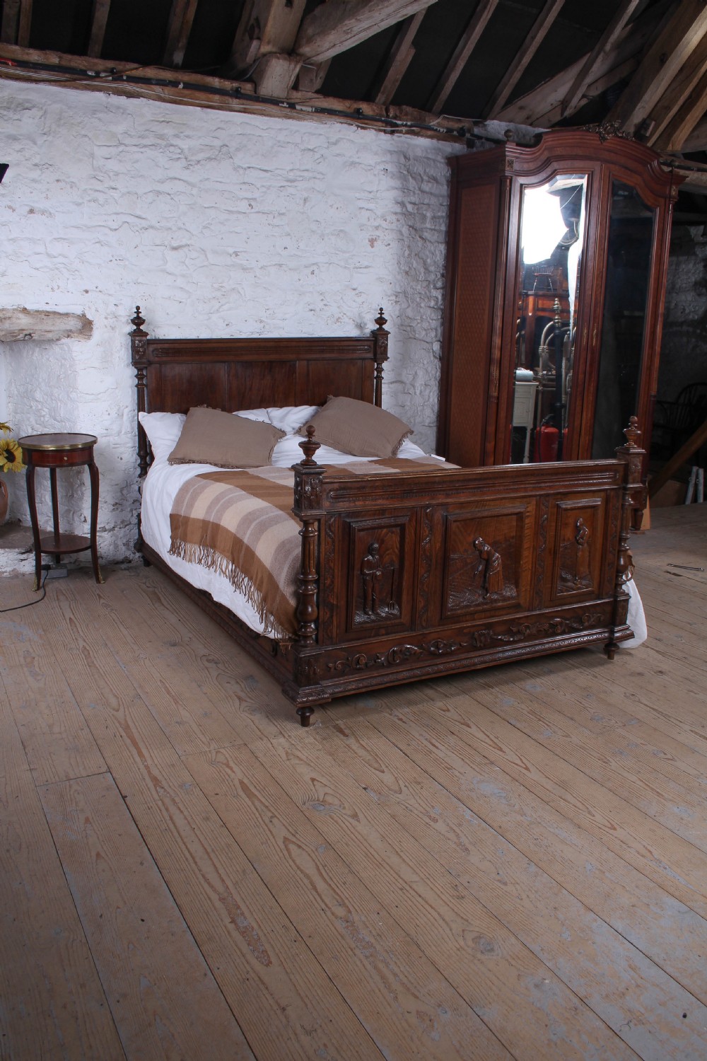 Gorgeously Carved Breton Style French Oak Double Bed View II