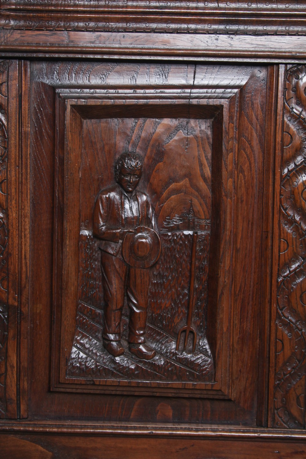 Gorgeously Carved Breton Style French Oak Double Bed View VI