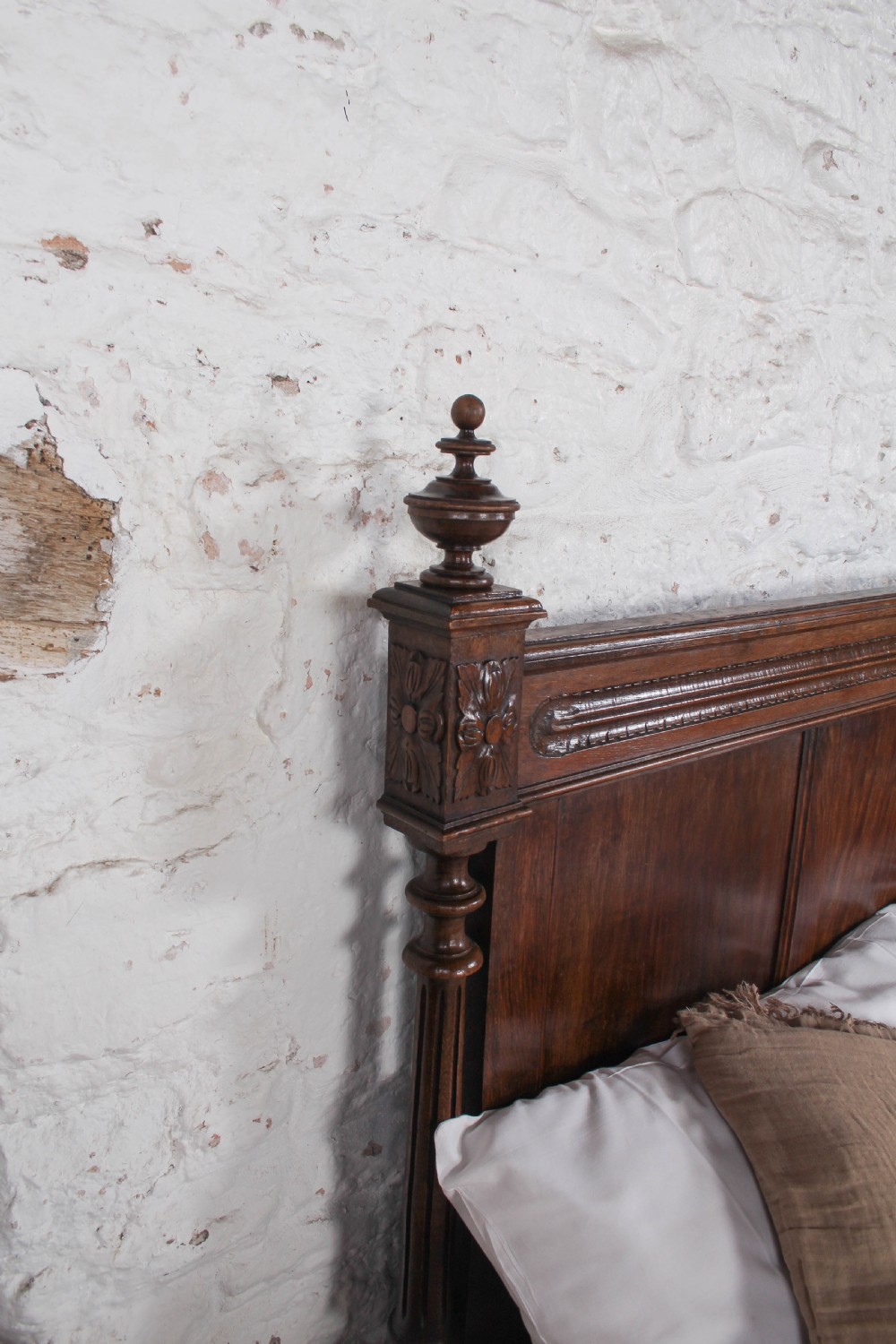 Gorgeously Carved Breton Style French Oak Double Bed View XI