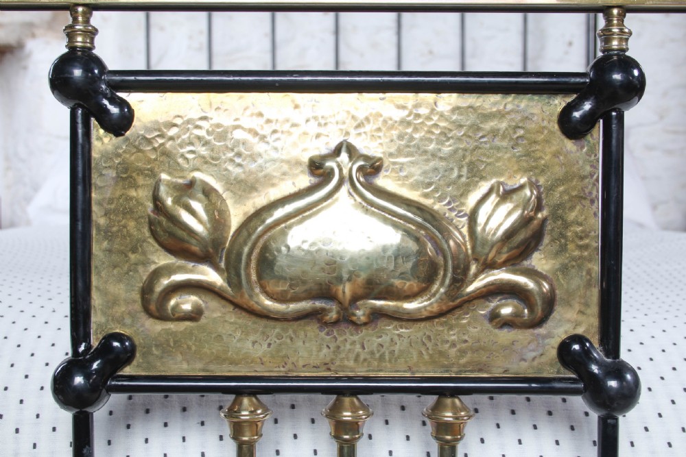 Lovely All Original Art Nouveaux Style Iron and Brass Double Bed  View IV