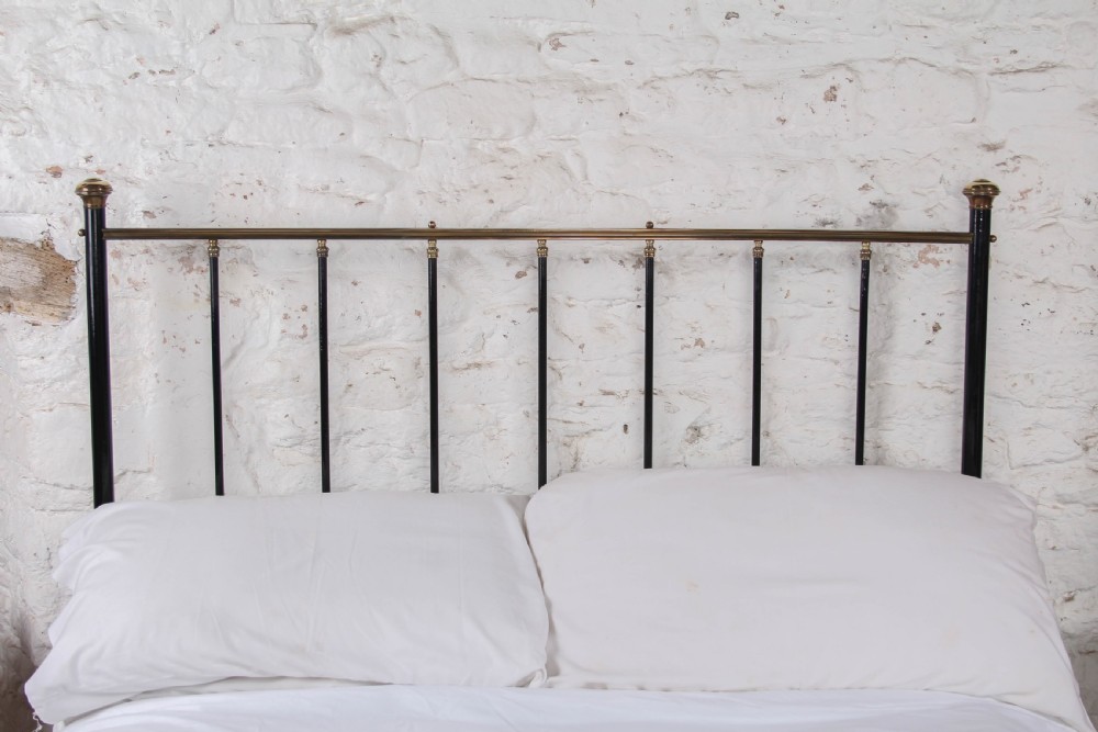 Lovely All Original Art Nouveaux Style Iron and Brass Double Bed  View VIII