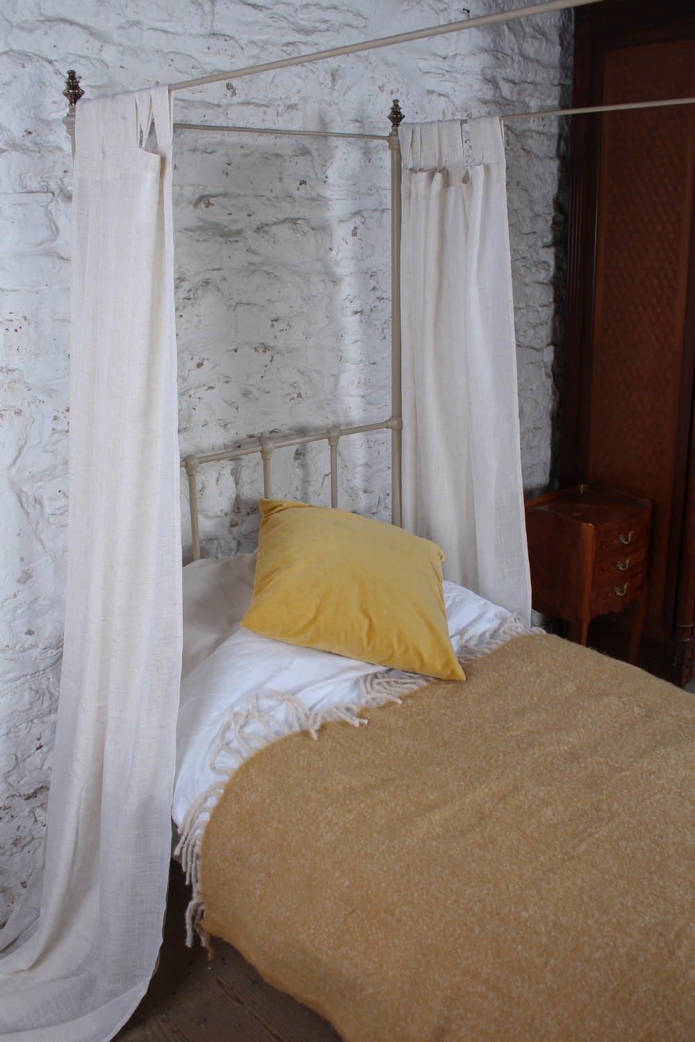 Superbly Sweet Single Four Poster Iron and Brass Bed View VIII