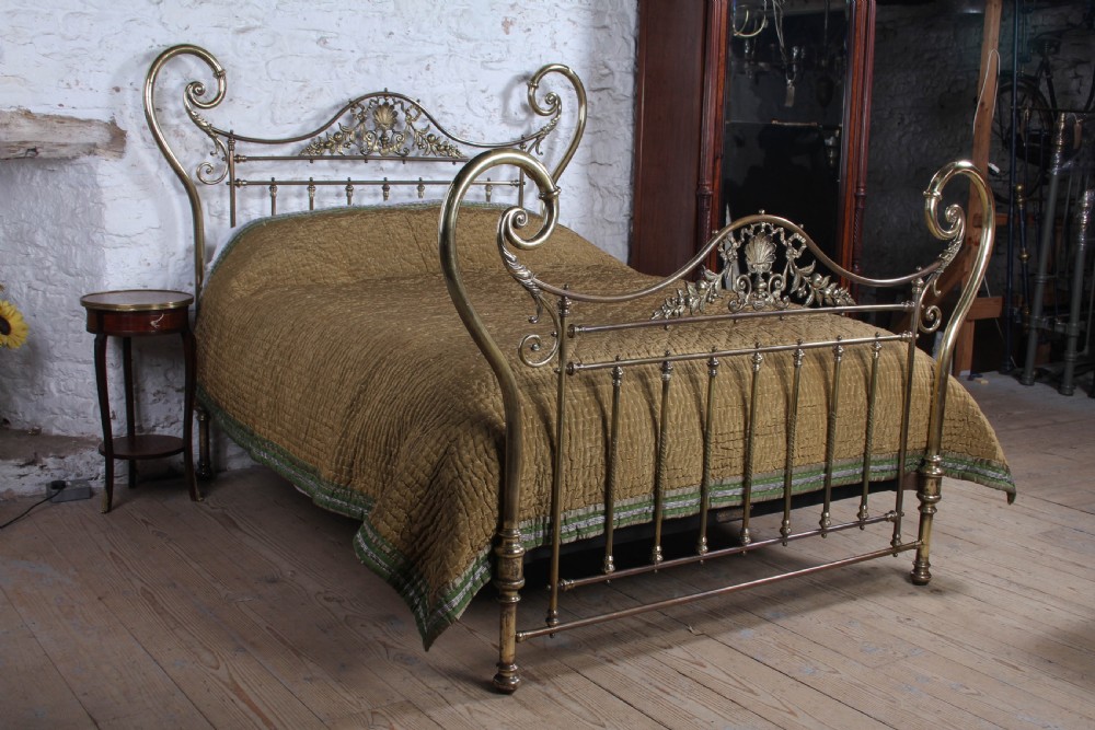Stunning and Uniquely Shaped King Size All Brass Winfield Victorian Bed