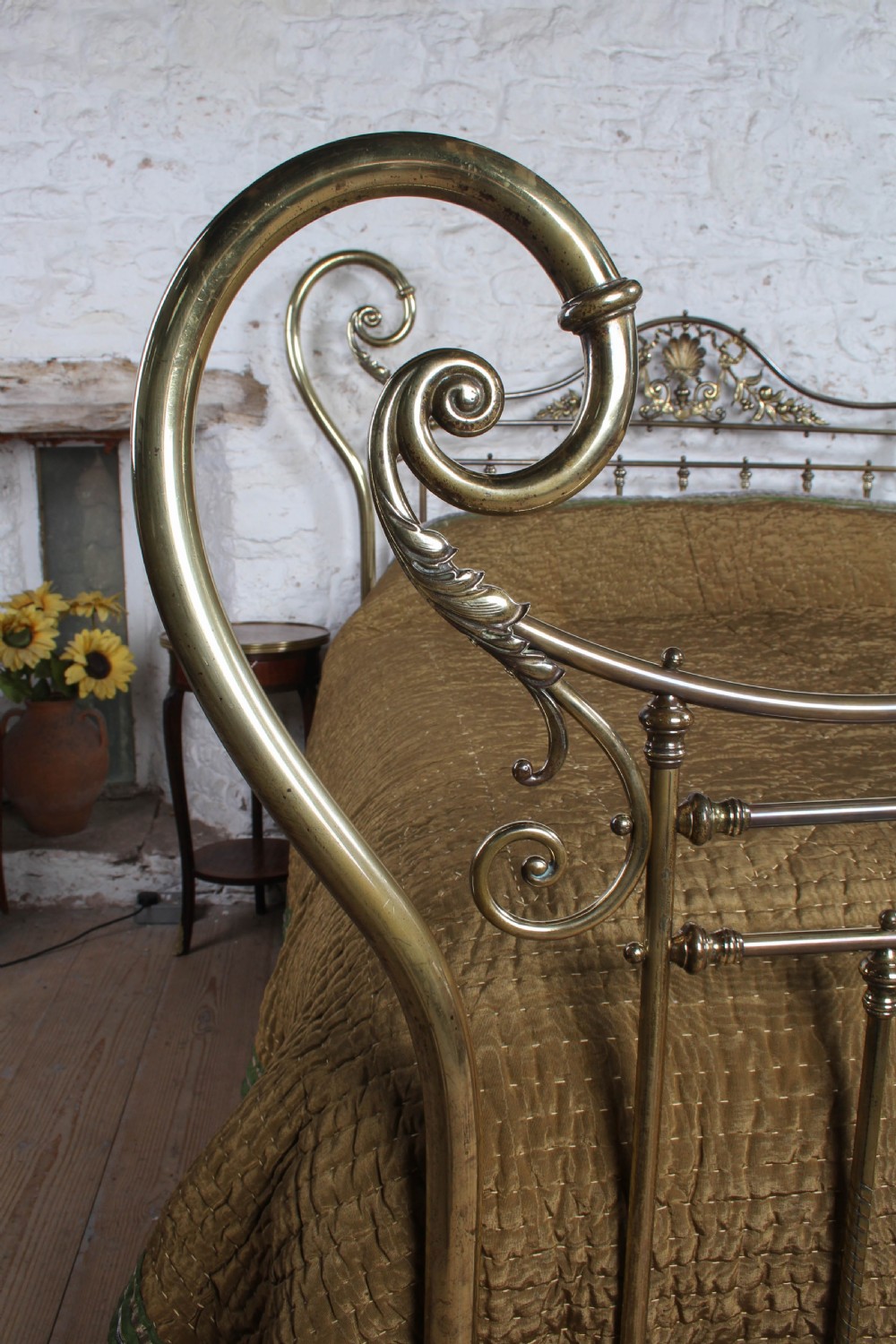 Stunning and Uniquely Shaped King Size All Brass Winfield Victorian Bed View VII