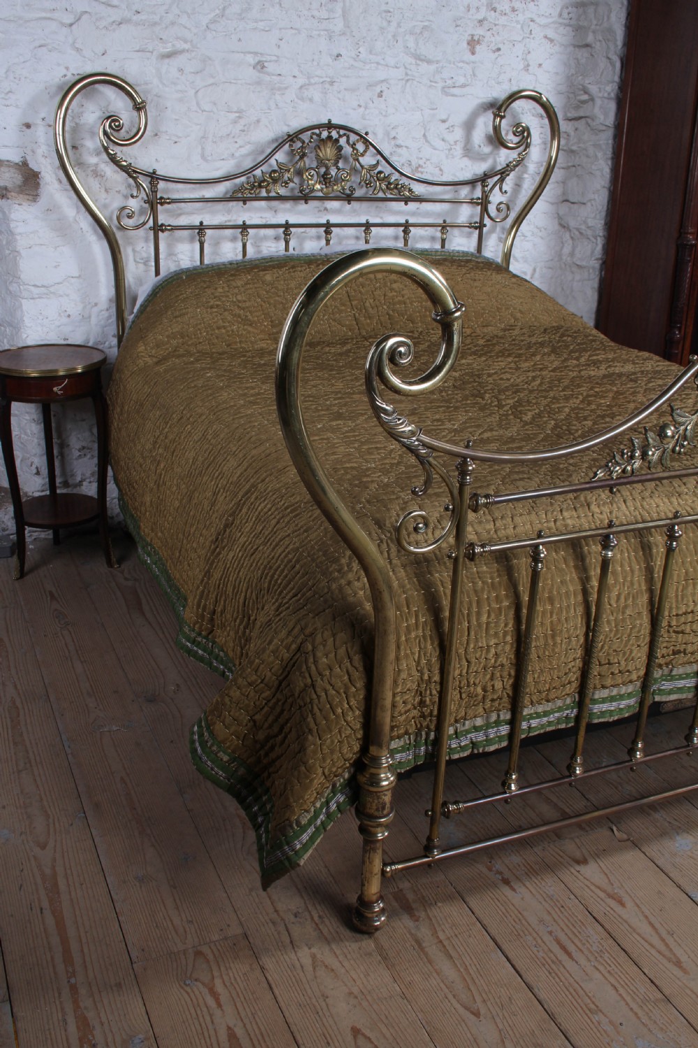 Stunning and Uniquely Shaped King Size All Brass Winfield Victorian Bed View VIII