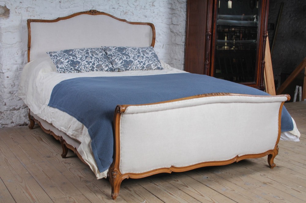 Lovely Louis XV Style Wooden Upholstered King Size Bed