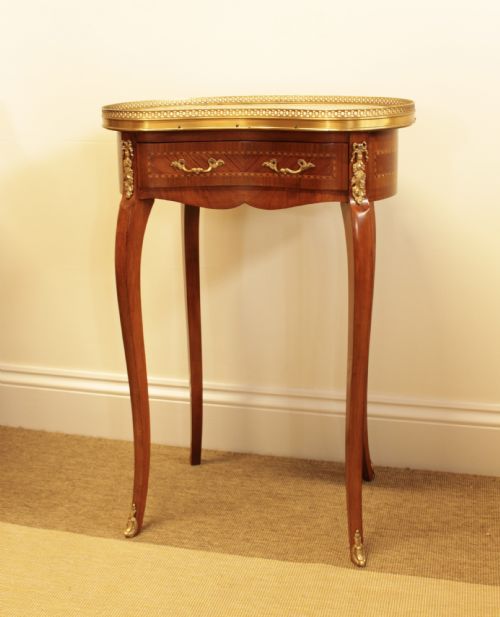 A French Walnut Kidney Shape Marble Top Occational Table