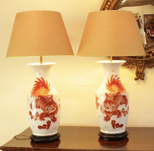 A Pair 1930'S Chinese Dragon Lamps