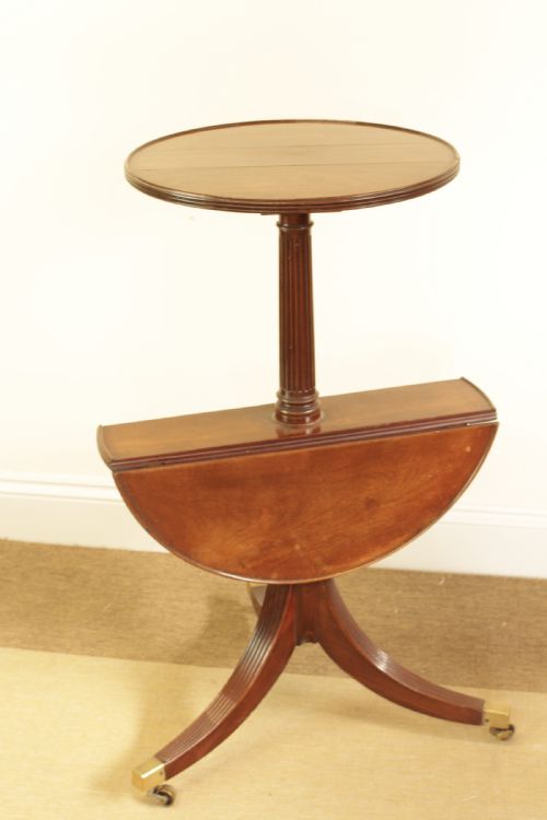 A GEORGE III MAHOGANY DUMB WAITER WITH FOLDING SIDES - ADDITIONAL PHOTO 5