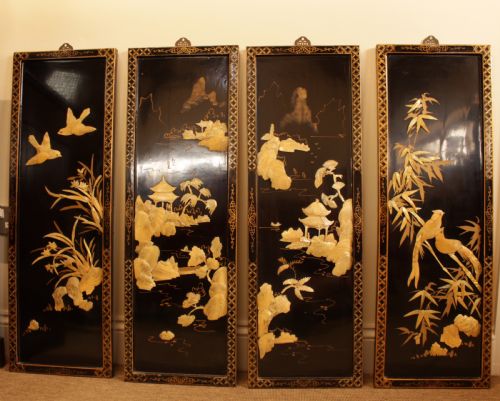 A Set of Four Mother of Pearl Oriental Wall Plaques