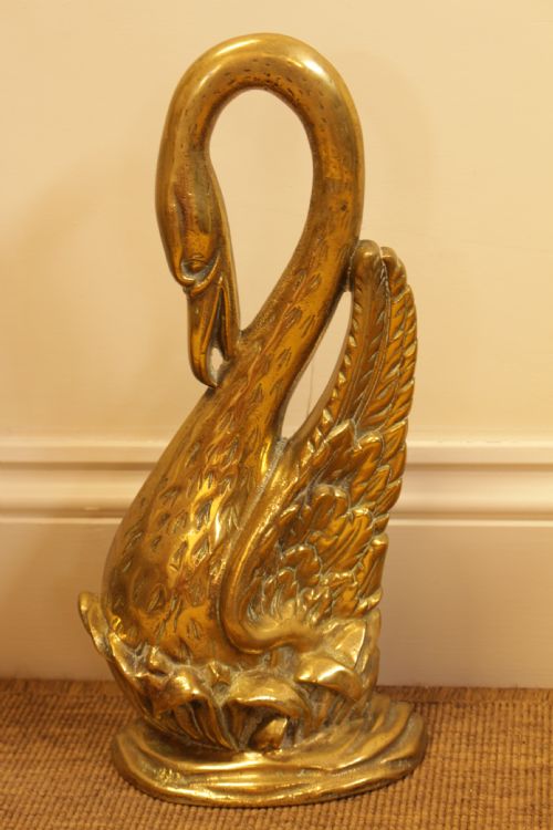 A Brass Swan Door Stop