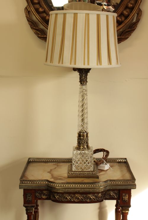 A Brass Cut Glass Table Lamp
