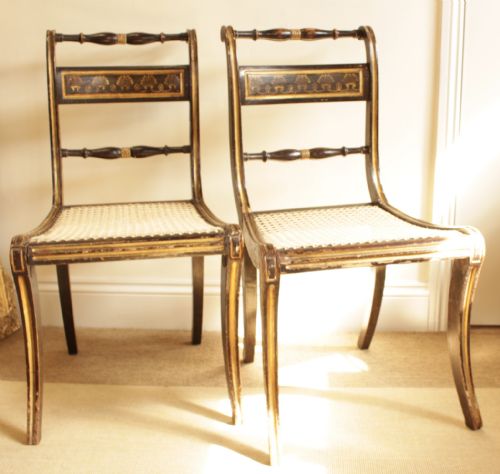 A Pair of Regency Painted & Gilt Chairs