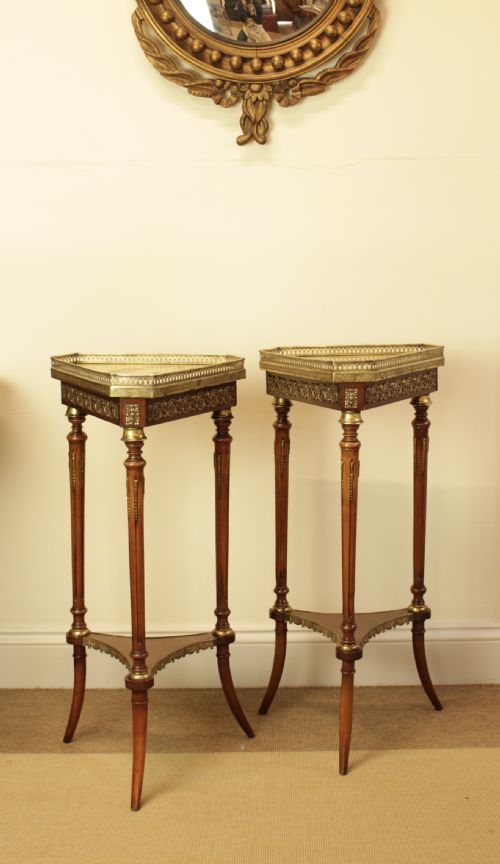 A Pair of French Marble Top Stands