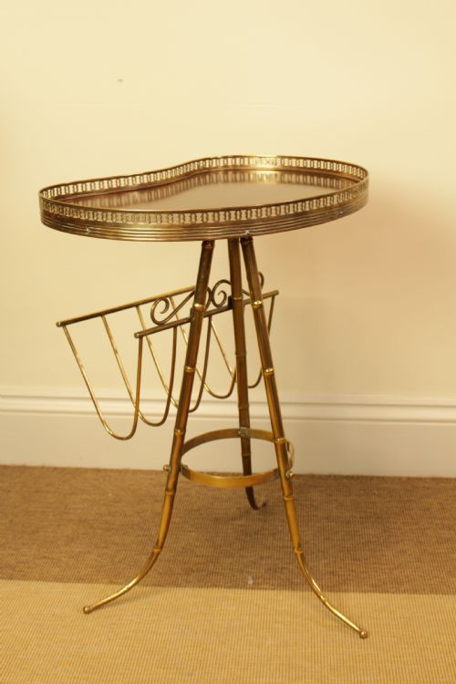 A BRASS KIDNEY SHAPE BAMBOO STYLE MAGAZINE RACK - ADDITIONAL PHOTO 3