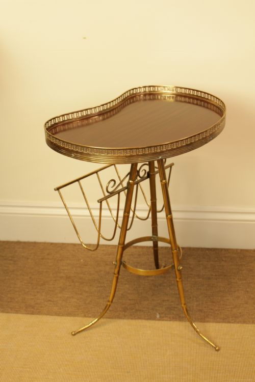 A BRASS KIDNEY SHAPE BAMBOO STYLE MAGAZINE RACK - ADDITIONAL PHOTO 5