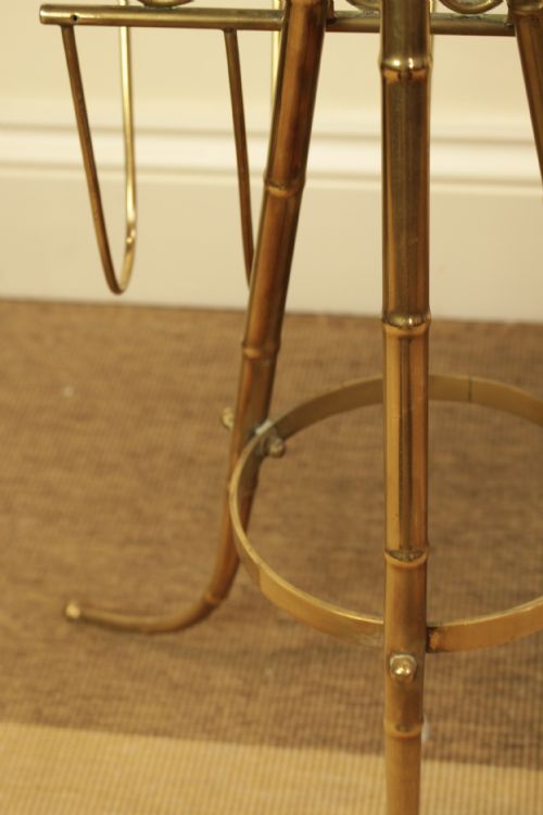 A BRASS KIDNEY SHAPE BAMBOO STYLE MAGAZINE RACK - ADDITIONAL PHOTO 6