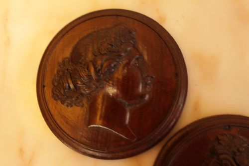 A PAIR OF 19TH C CARVED MAHOGANY PLAQUES - ADDITIONAL PHOTO 2