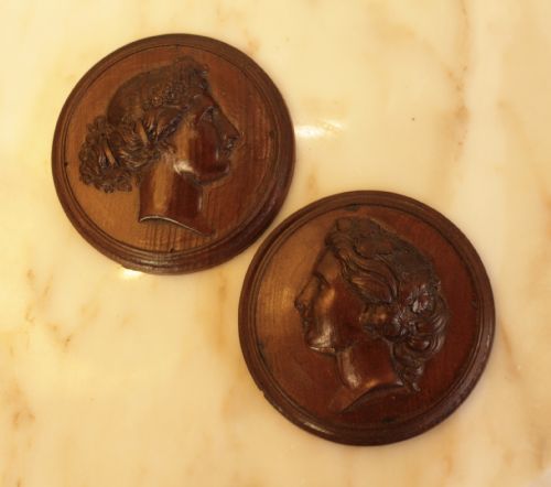 A PAIR OF 19TH C CARVED MAHOGANY PLAQUES - ADDITIONAL PHOTO 3