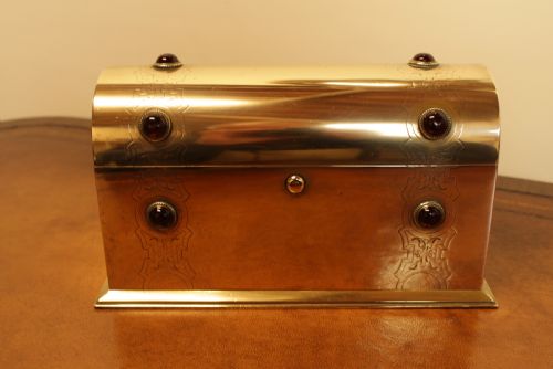 A Brass and Cabochon Desk Tidy
