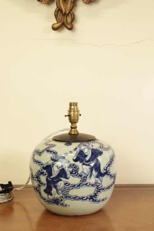 A 19th C. Chinese Pot Table Lamp
