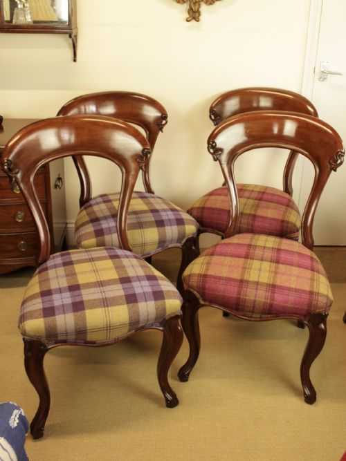 A Set Four Scottish Solid Mahogany Dining Chairs