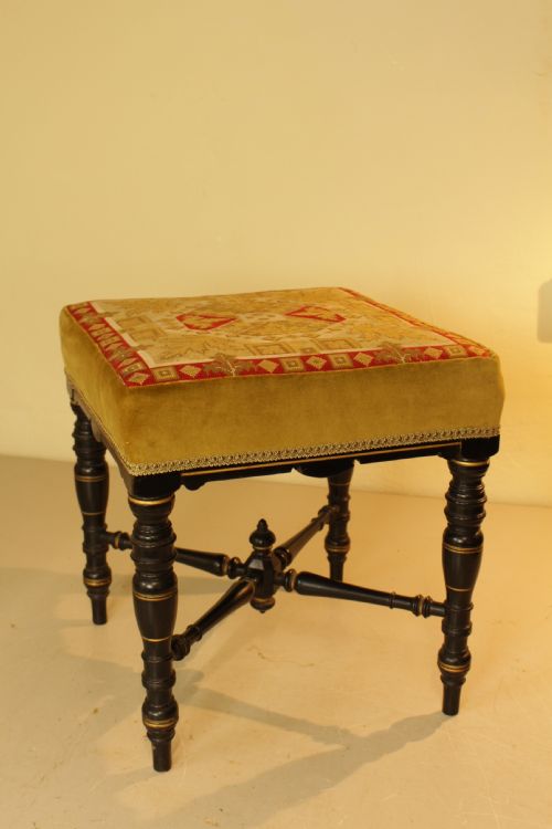 Aesthetic Movement Stool with Needle Work
