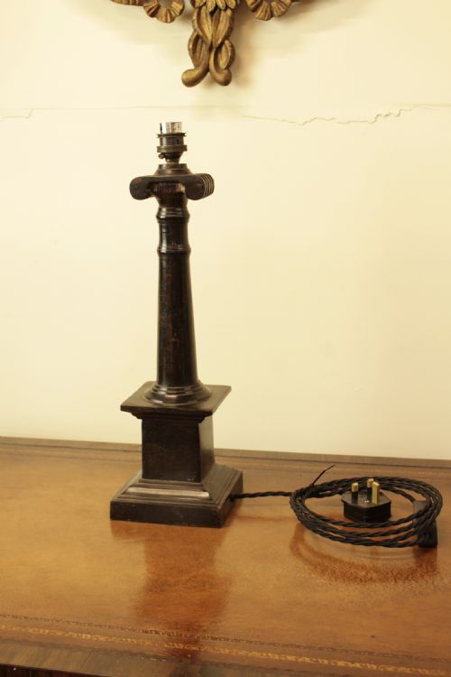 A Bronzed Metal Doric Column Table Lamp