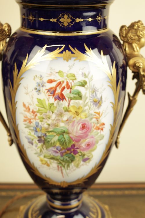 fig 1. A French Sevres Porcelain Ormolu Cobalt Blue Table Lamp