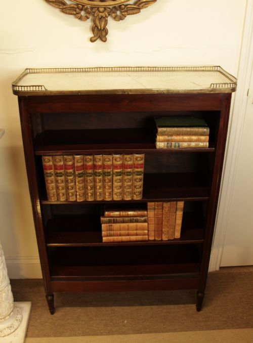 A French Mahogany Carrara Marble Top Bookcase