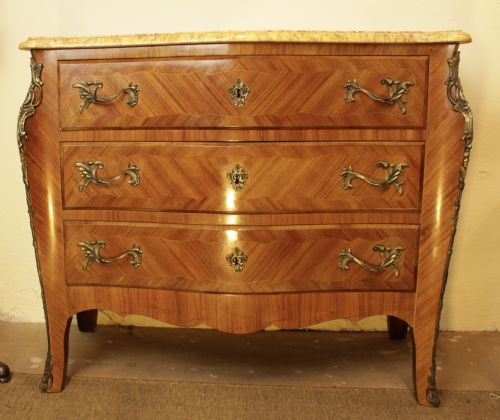 Antique Marble Top Serpentine Chest of Drawers