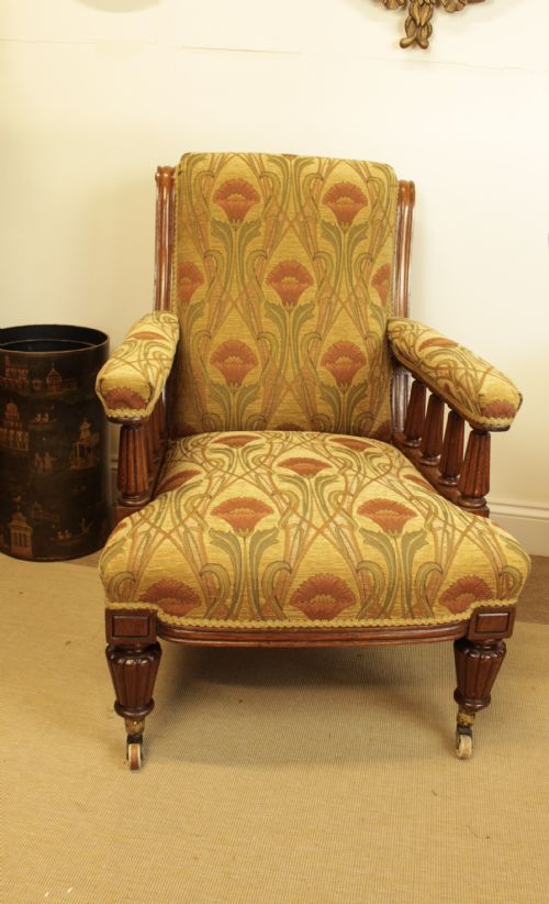 A Walnut Library Armchair Circa 1880