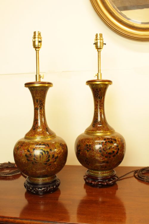 A Pair of 1920'S Cloisonne Table Lamps
