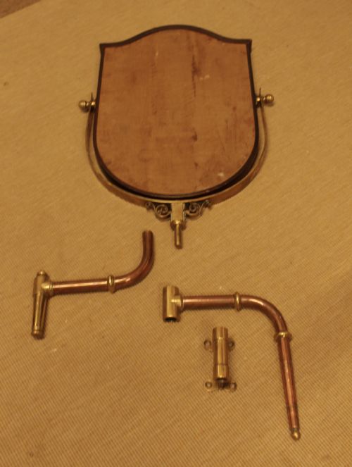 A QUALITY MAHOGANY SHIELD MIRROR WITH COPPER BRASS FITTING - ADDITIONAL PHOTO 3