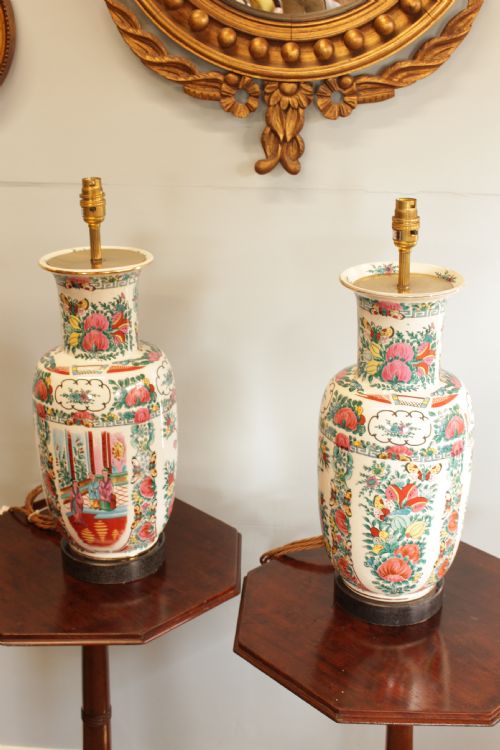 A Pair of Chinese Porcelain Table Lamps