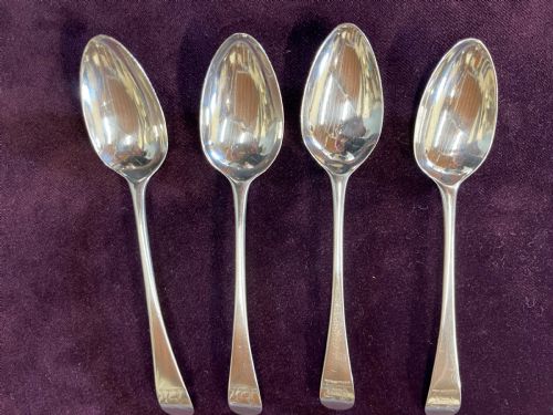 Set of Four Peter & Ann Bateman Georgian Silver Dessert Spoons