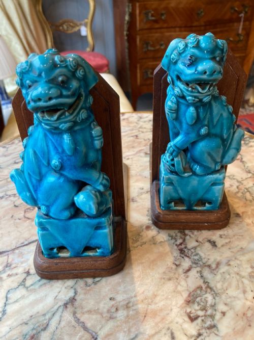A Pair of Turquoise Foo Dog Bookends