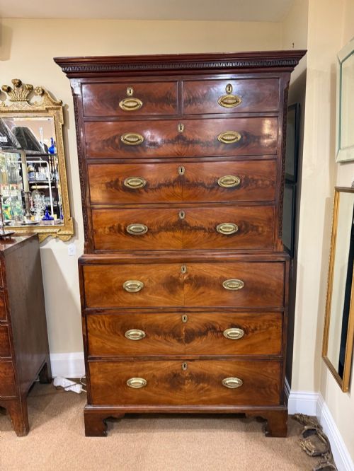 19th Century Flamed Mahogany Chest on Chest