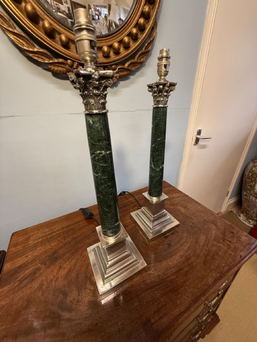 A Pair of Corinthian Column Table Lamps