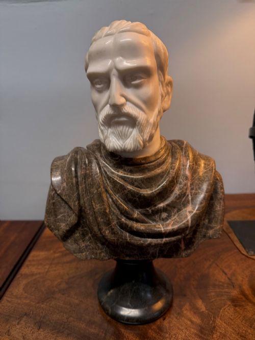 A Marble Bust of Plato on a Plinth