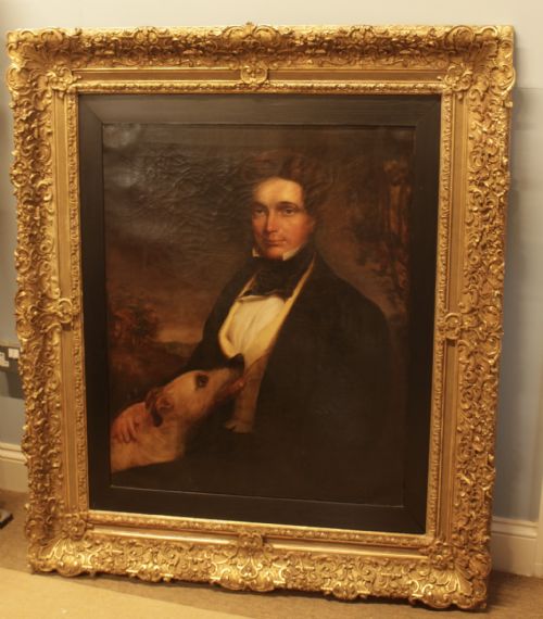 Regency Oil on Canvas of Gentleman & His Dog