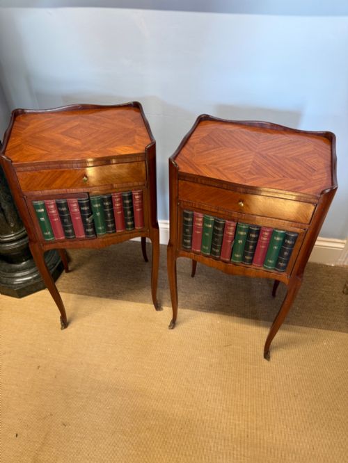 A PAIR FRENCH WALNUT BEDSIDE TABLES - ADDITIONAL PHOTO 1